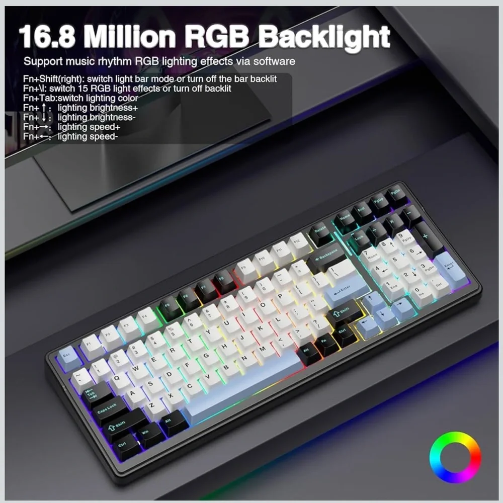Sleek Black and White Mechanical Keyboard with Blue Accents